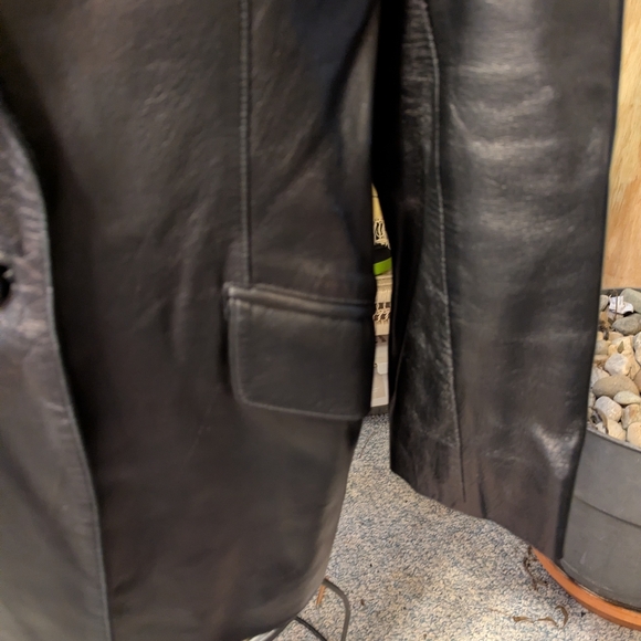 NWOT Linda Allard Ellen Tracy Blk Leather One Button Blazer Sz 12R - Picture 3 of 7